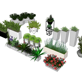 现代风格盆栽sketchup模型下载