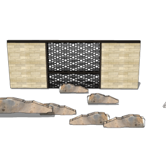 现代景观墙草图大师模型，景墙sketchup模型下载