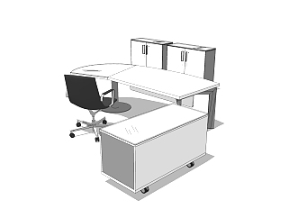 现代白色老板桌草图大师模型，老板桌sketchp模型下载