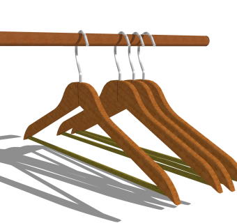 现代实木挂衣架草图大师模型,服装店衣架su模型下载