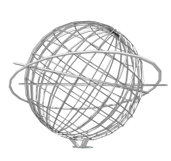 不锈钢地球雕塑su模型,摆件草图大师模型下载