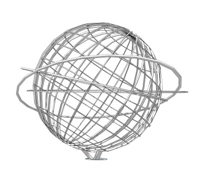 不锈钢地球雕塑su模型,摆件草图大师模型下载