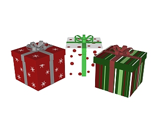 <em>圣诞</em>礼物盒摆件草图大师模型,现代装饰品su模型下载