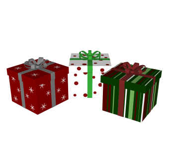 圣诞礼物盒摆件草图大师模型,现代装饰品su模型下载