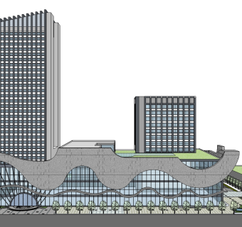 城市双子酒店草图大师模型下载、城市双子酒店su模型下载