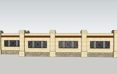 现代围墙围栏草图大师模型，围墙sketchup模型skp模型下载