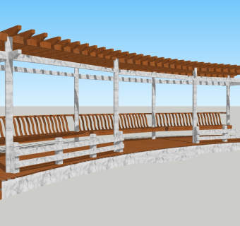 现代景观廊架草图大师模型，景观廊架sketchup模型下载