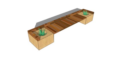 现代条形座椅skb模型分享，公园椅sketchup模型免费下载