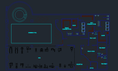 健身房平面图 器材平面图cad施工图下载、健身房平面图 器材平面图dwg文件下载