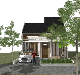 现代风格别墅草图大师模型下载，别墅SKP模型下载