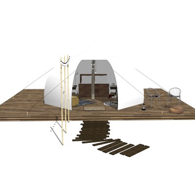现代蒙古包草图大师模型，帐篷skp模型下载