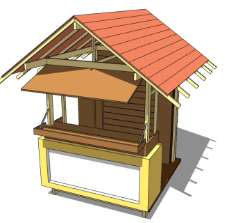 中式售卖亭sketchup模型下载，售卖亭草图大师模型