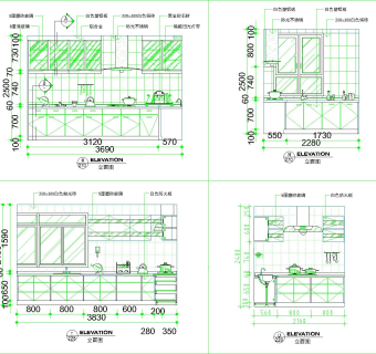 厨房装修CAD立面图下载