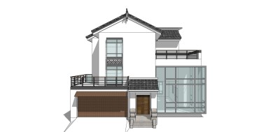 新中式别墅su模型下载、新中式别墅草图大师模型下载