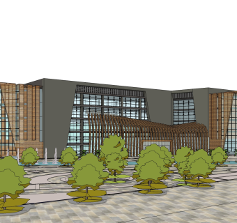 新中式酒店草图大师模型，酒店sketchup模型免费下载