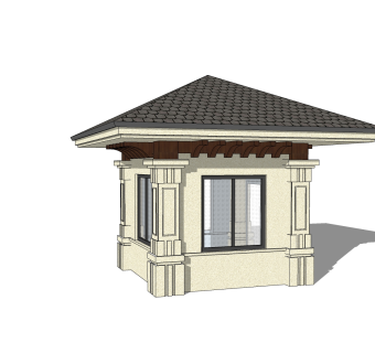 门卫亭草图大师模型， 门卫亭sketchup模型下载