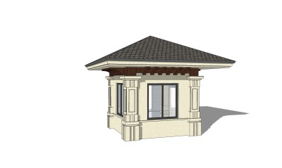 门卫亭草图大师模型， 门卫亭sketchup模型下载