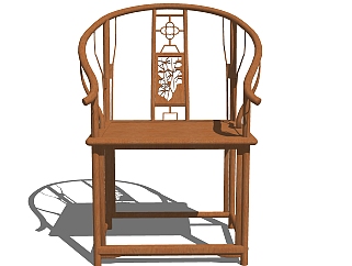 中式实木圈椅草图大师模型，圈椅sketchup模型下载
