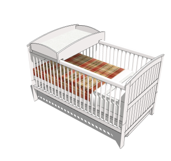 北欧式婴儿床草图大师模型，婴儿床skb文件下载