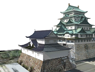 日式城堡草图大师模型下载、日式城堡su模型下载