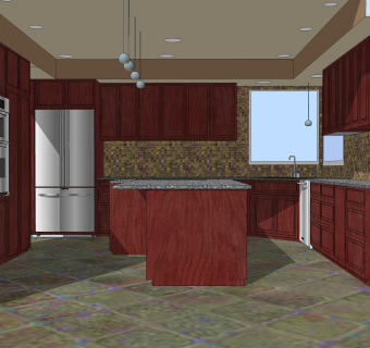 现代橱柜草图大师模型，岛型橱柜sketchup模型下载
