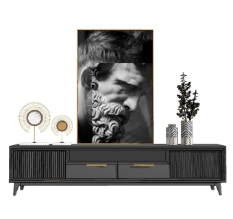 现代实木电视柜组合草图大师模型，电视柜su模型下载