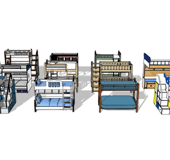 现代儿童床草图大师模型，儿童床sketchup模型下载