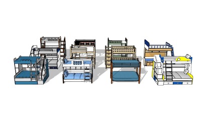 现代儿童床草图大师模型，儿童床sketchup模型下载