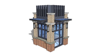 欧式岗亭草图大师模型下载，亭子SU模型