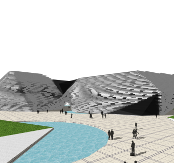 现代办公楼草图大师模型，办公楼sketchup模型免费下载