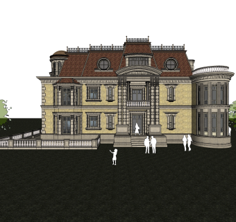 欧式别墅su模型，别墅sketchup模型下载