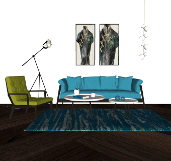 现代客厅沙发 sketchup模型下载