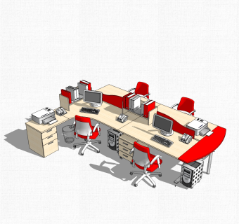 办工桌草图大师模型，办工桌sketchup模型，办工桌su素材下载