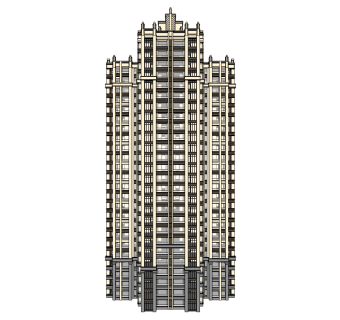 欧式高层住宅楼草图大师模型，住宅楼su模型下载