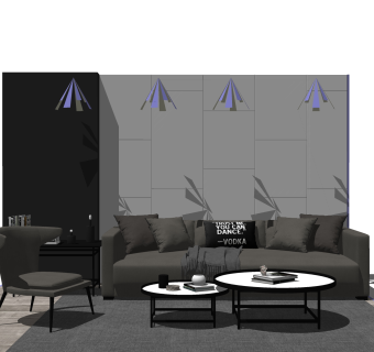 现代布艺沙发组合su模型，沙发组合skp模型下载