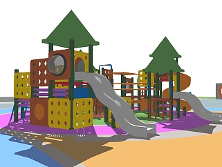 现代儿童活动场地su模型下载，游乐设施草图大师模型分享