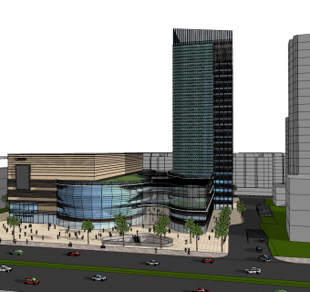 现代办公楼规划草图大师模型，办公楼规划sketchup模型免费下载