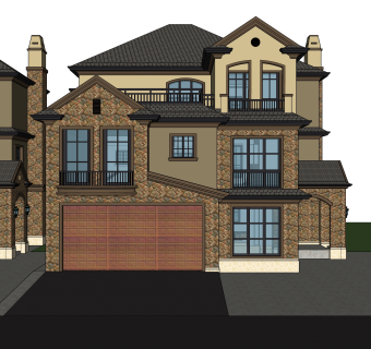 欧式连排别墅草图大师模型下载，别墅外观sketchup模型分享