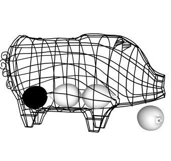 工业风铁艺猪摆件草图大师模型,现代装饰品su模型下载