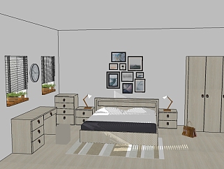 <em>小清新</em>卧室sketchup模型免费下载