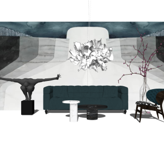 现代轻奢艺术沙发组合草图大师模型，沙发组合sketchup模型下载