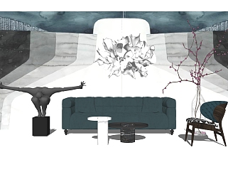 现代轻奢艺术沙发组合草图大师模型，沙发组合sketchup模型下载