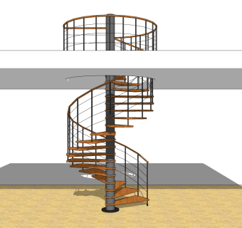 现代钢结构螺旋楼梯草图大师模型，钢结构螺旋楼梯sketchup模型免费下载
