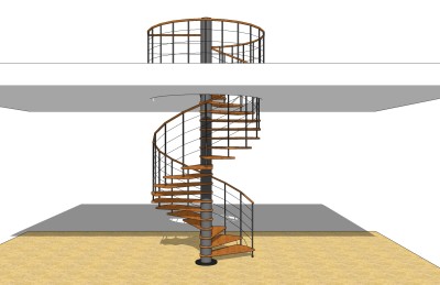 现代钢结构螺旋楼梯草图大师模型，钢结构螺旋楼梯sketchup模型免费下载