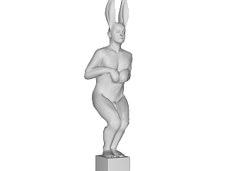 现代兔子人雕塑su模型,摆件草图大师模型下载