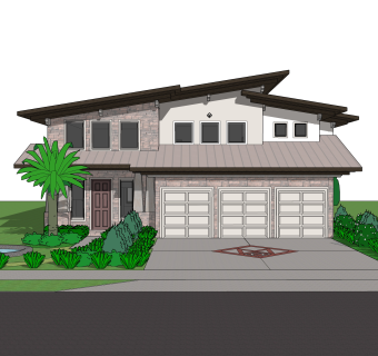 现代独栋别墅su模型下载，别墅草图大师模型分享