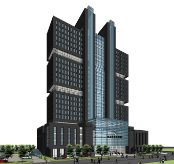 现代高层办公楼草图大师模型，高层办公楼sketchup模型免费下载