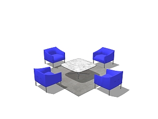 现代简约休闲办公沙发su模型，办公沙发skp模型下载