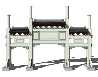 现代牌坊牌楼su模型下载，入口大门sketchup模型分享