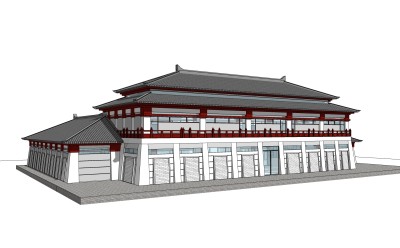 中式建筑草图大师模型，古建民俗sketchup模型免费下载